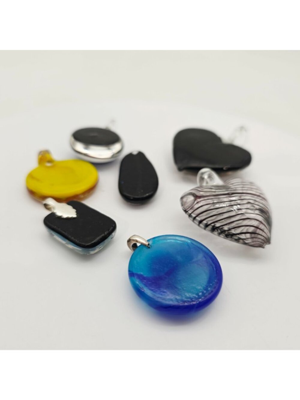 Glass Pendant Lot - Heart Swirl Round & Rectangle Vibrant Colors & Patterns - Picture 8 of 8